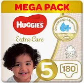 Huggies Extra Care, Size 5, 12 -22 kg, Super Mega Pack, 180 Diapers