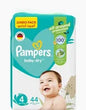 Pampers Baby Dry Taped Diapers with Aloe Vera Lotion, up to 100% Leakage Protection, Size 4, 9-14kg,