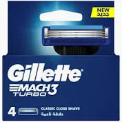 Gillette Mach3 Turbo Men'S Razor Blade Refills, 4 Count