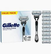 Men’s Neck Shaving Razor Blades Pack of 3 Refills with Skinguard and Gillette’s Best and Sharpest Stainless Steel Platinum Coated Blades