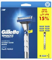 Gillette Mach3 Turbo Men's Refillable Razor: Handle + 6 Blade Refills