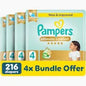 Pampers Premium Care Taped Baby Diapers, Size 4, 9-14 kg, Unique Softest Absorption for Ultimate Skin Protection, 100 Count