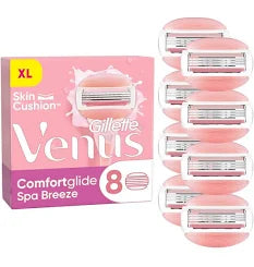 Gillette ComfortGlide Spa Breeze Razor Blades Women, Pack of 8 Razor Blade Refills, Lubrastrip with A Touch of Botanical Oils