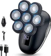 Gillette Electric Shaver for Men 5 in 1, Bald Head Shaver Waterproof, Upgraded Head Shaver 7 Floating Heads, Multifunctional Head Razors for with Nose Ear Trimmer, LED Display, 90 Mins Run time for Traval