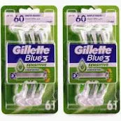 Gillette Blue 3 Sensitive Men Disposable Razors, 6 Count