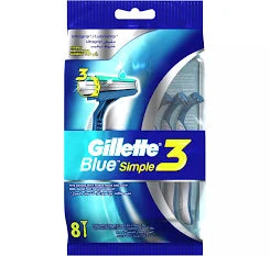 Gillette Blue Simple3 Disposable Razors, 8 Razors
