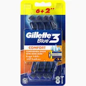 Gillette Blue3 Comfort Disposable Razors, 6+2 Count