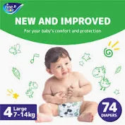 Fine Baby Diapers, Size 4, Large, 7-14 kg, 74 Diaper