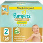 Pampers Ultimate Comfort Taped Diapers, Size 2, 3-8kg, Lotion infused with Aloe Vera and Vitamin E, x1000 Leak Locks Technology for Leakage Protection, Giant Saving Pack, 168 Count