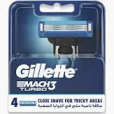 Gillette Mach3 Turbo Men's Razor Blade Refills 4pcs